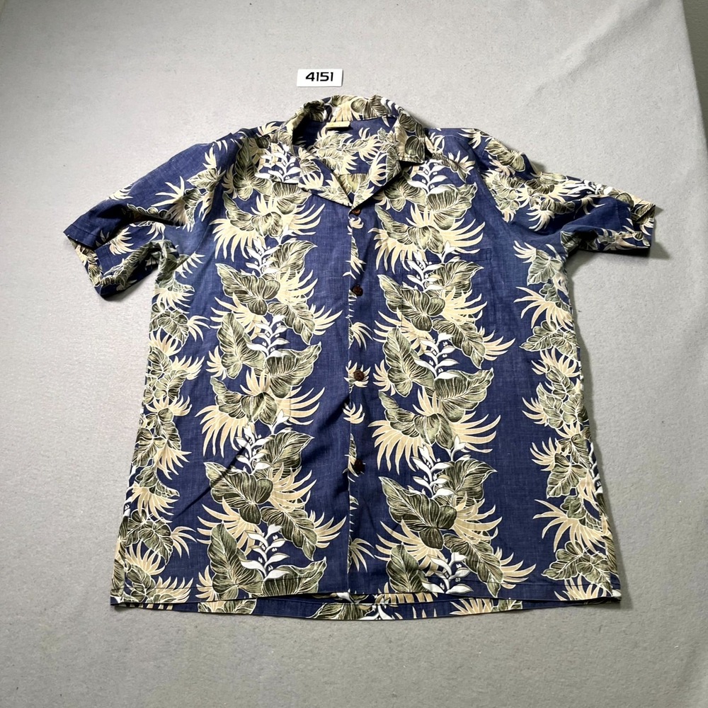 Vintage Royal Creations Hawaiian Shirt Mens XL Blue Tropical Print Button Up